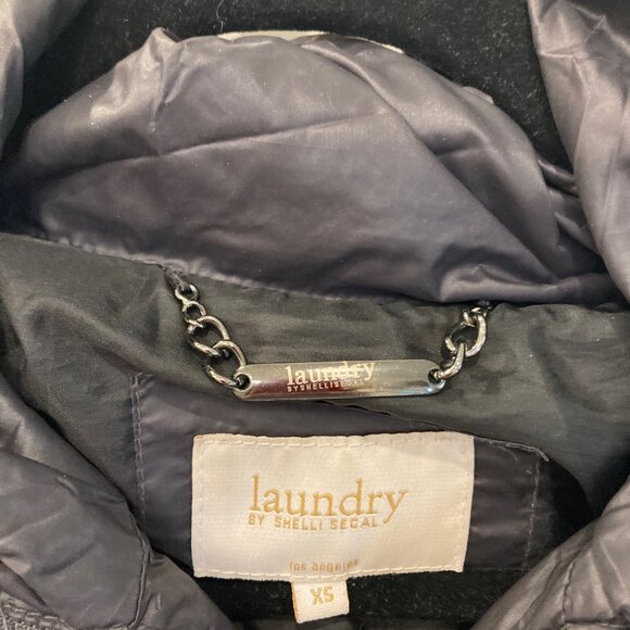 Laundry By Shelli Segal Puffer Down Black Sz XS Belted Coat Jacket Hood Quilted - Picture 7 of 13